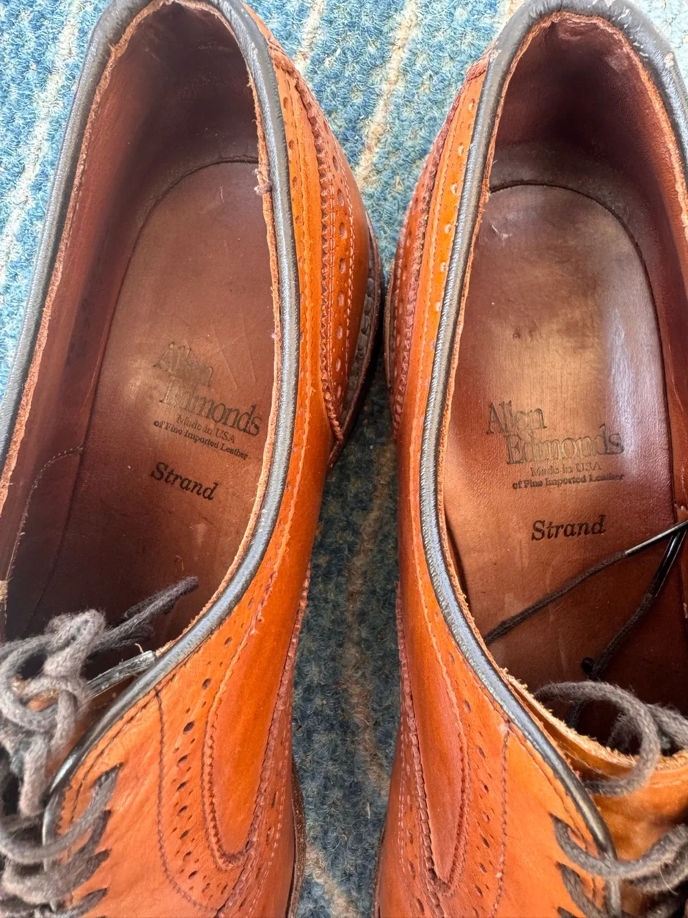 Allen Edmonds Men's Shoes Strand Brown Leather Brogue Oxford Dress size 9.5